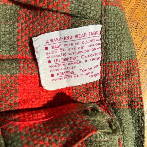 Vintage 50s / 60s Red Green Plaid Wool Midi Skirt Pleated // Size‎ XS - Picture 4 of 5